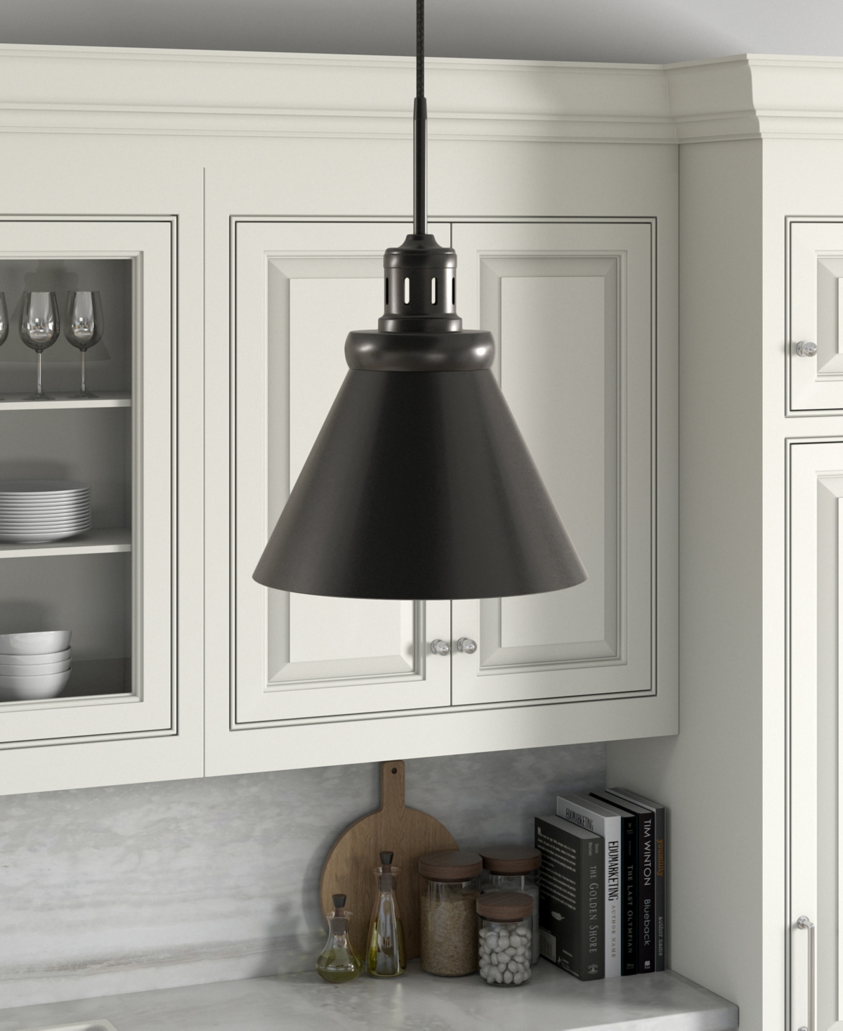 Shop Hudson & Canal Zeno 12" Wide Pendant With Metal Shade In Blackened Bronze