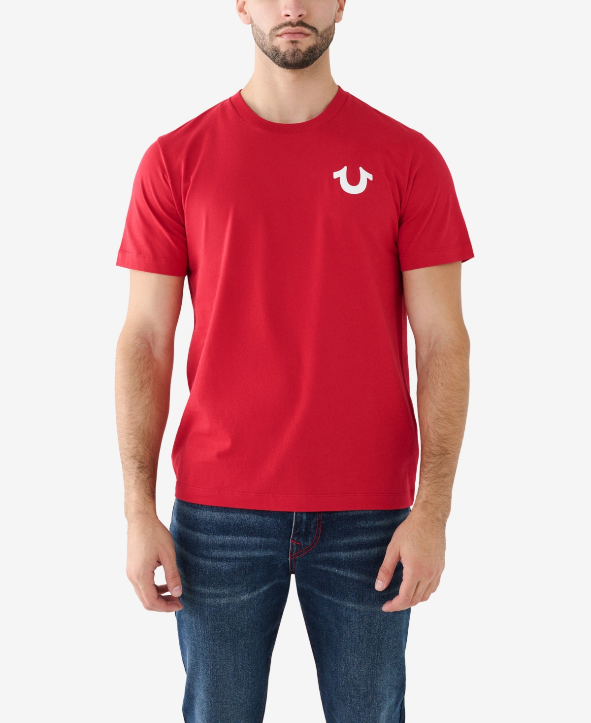True Religion Men's Short Sleeve Box Horseshoe T-shirt In Jester Red