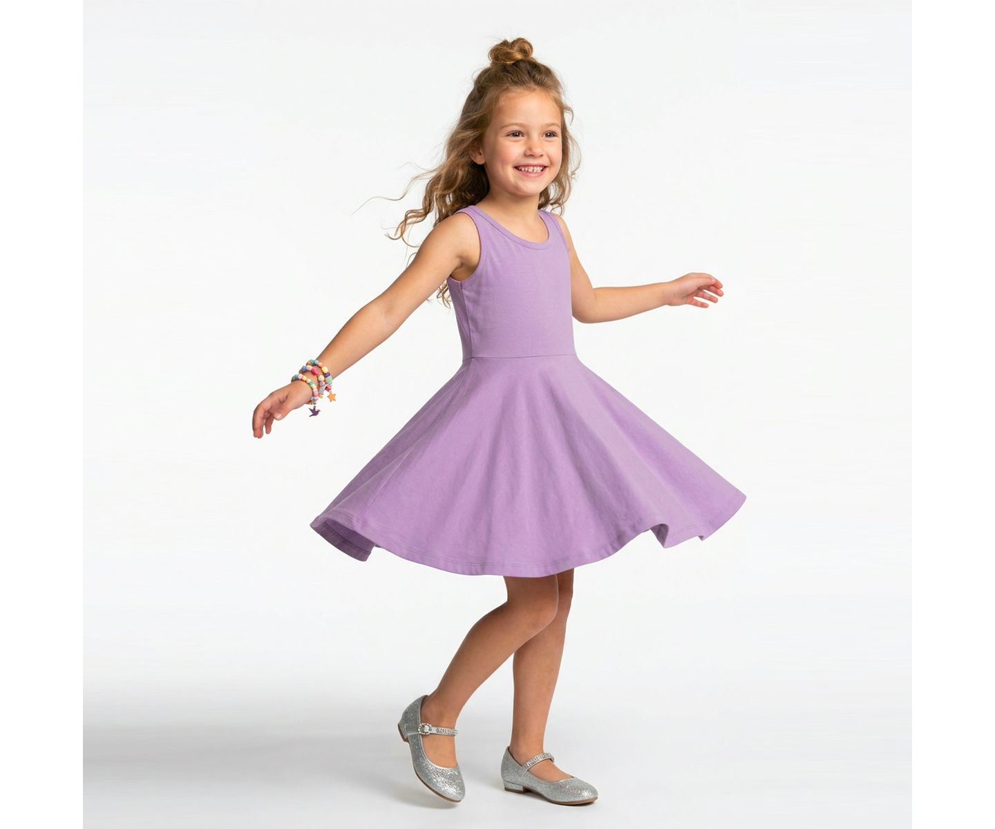Платье Mightly Fair Trade Organic Cotton Solid Sleeveless Twirl Dress для девочек-малышей, цвет: Сиреневый — фото 3