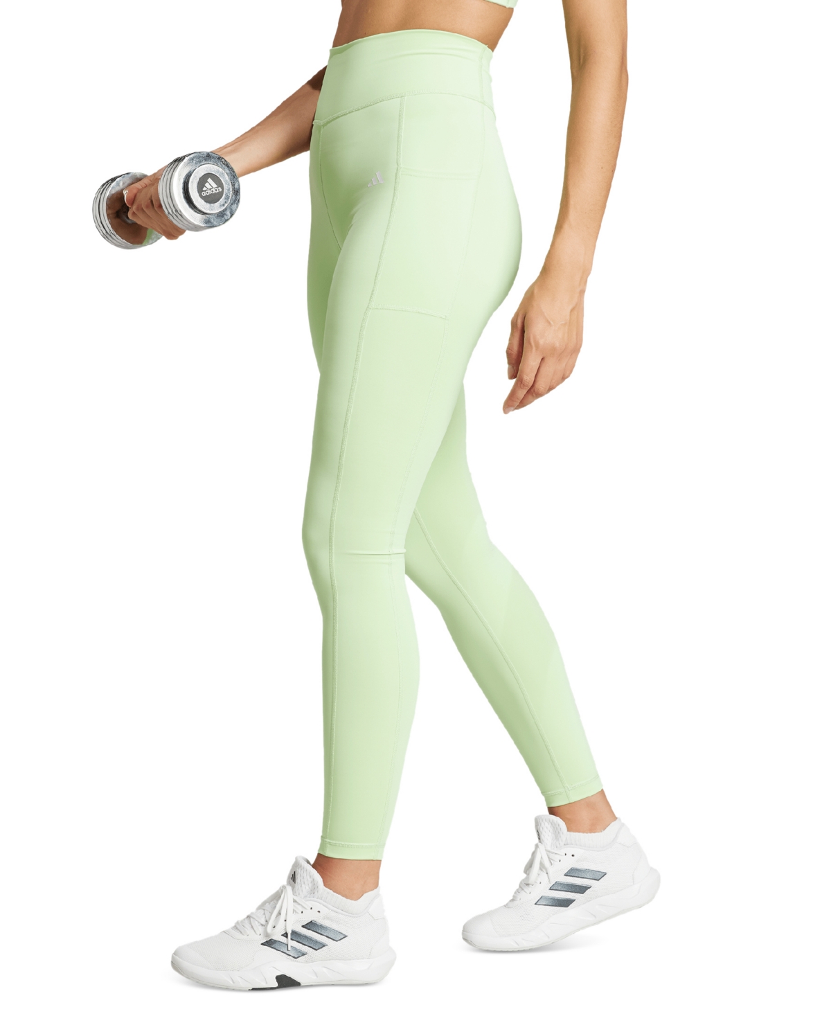 Adidas Originals Women's Optime Moisture-wicking Full-length Leggings In Light,pastel Green