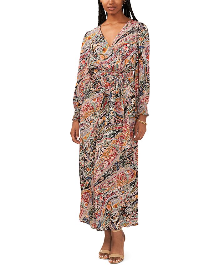 MSK Women's Printed Belted Maxi Dress - Macy's