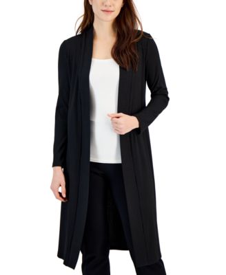 Anne Klein - Women's Open-Front Long-Sleeve Ribbed-Knit Cardigan