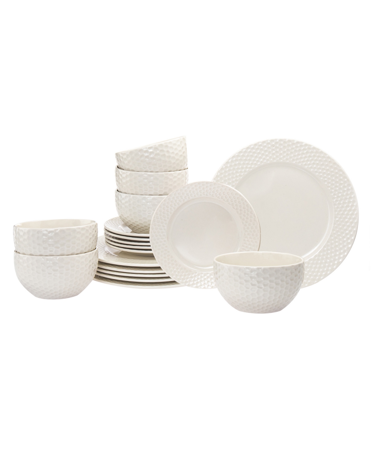 White Porcelain 18 Pc. Dinnerware Set, Service for 6 - White