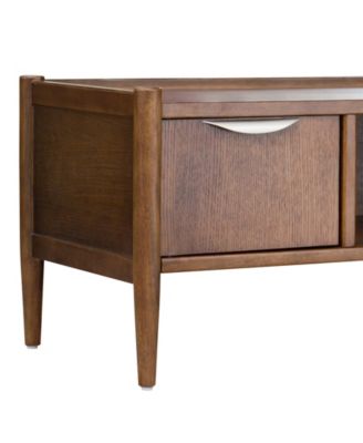 42" Arcadia Wide Accent Wood Bench with Storage and Upholstered Cushion