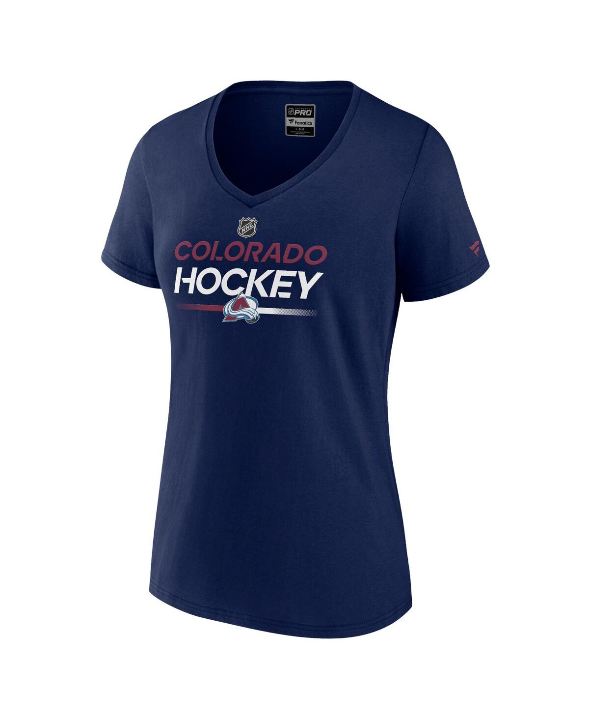 Women's FanaticsColorado Avalanche Authentic Pro V-Neck T-shirt - Navy