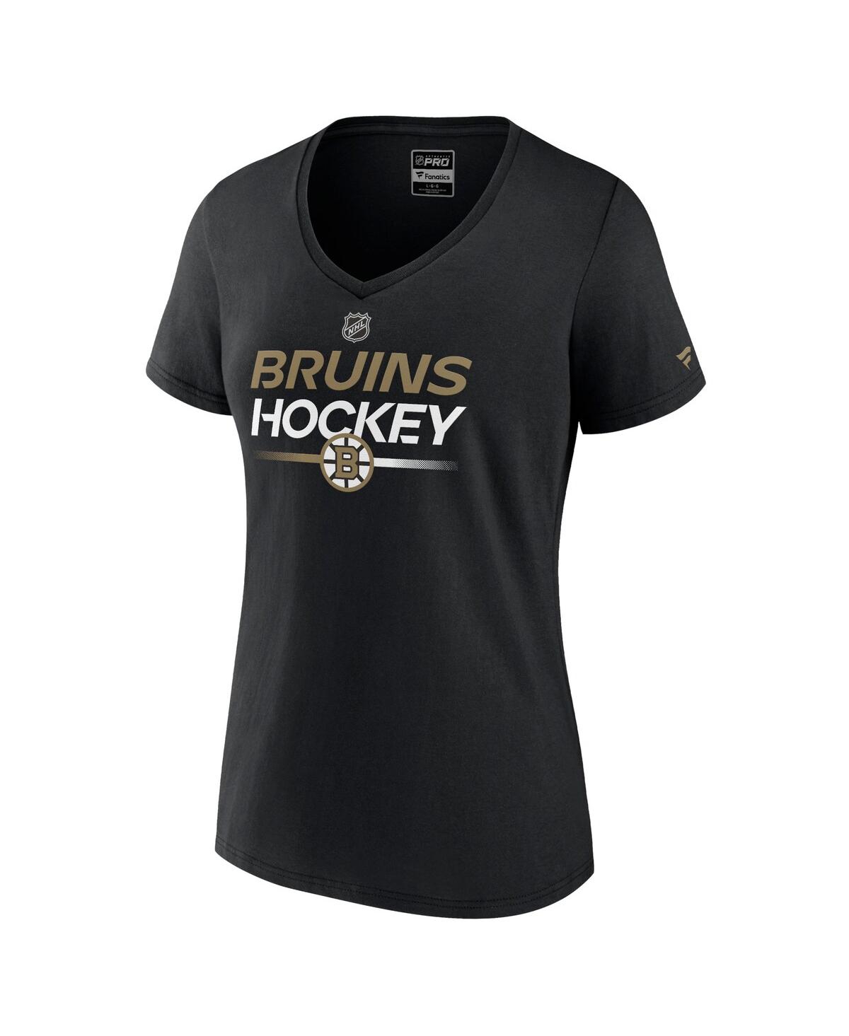 Women's FanaticsBoston Bruins Authentic Pro V-Neck T-shirt - Black