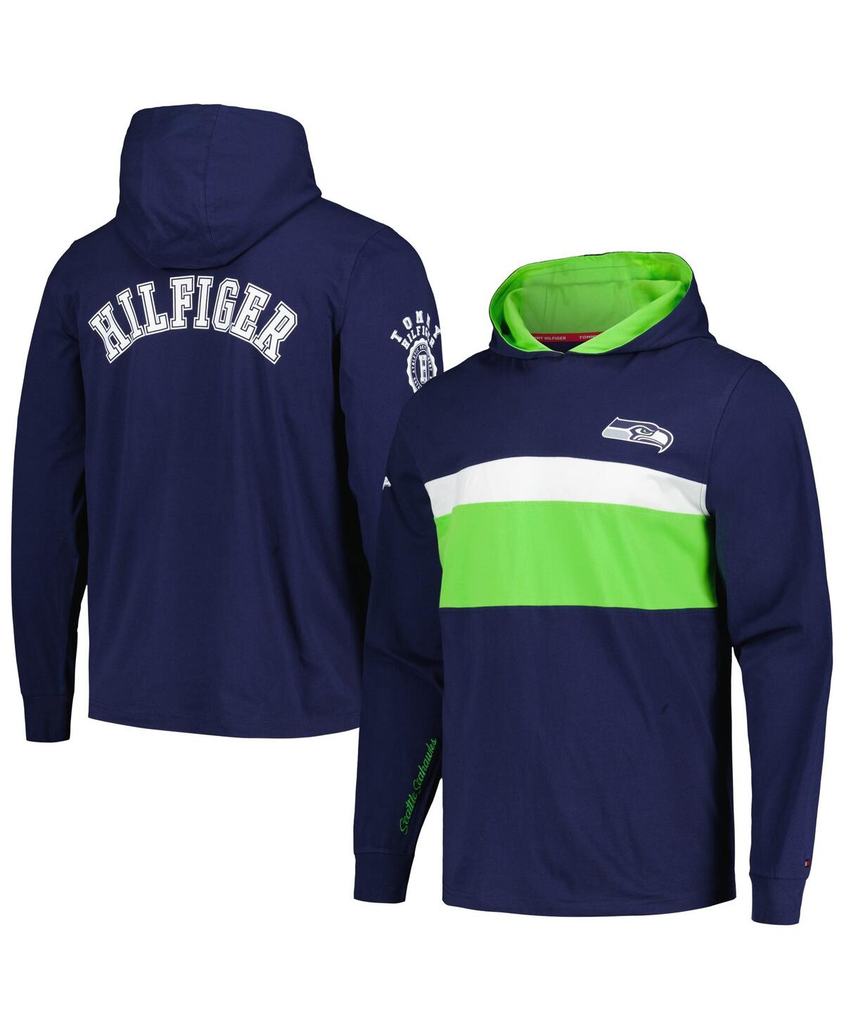 Tommy Hilfiger Men's  College Navy Seattle Seahawks Morgan Long Sleeve Hoodie T-shirt