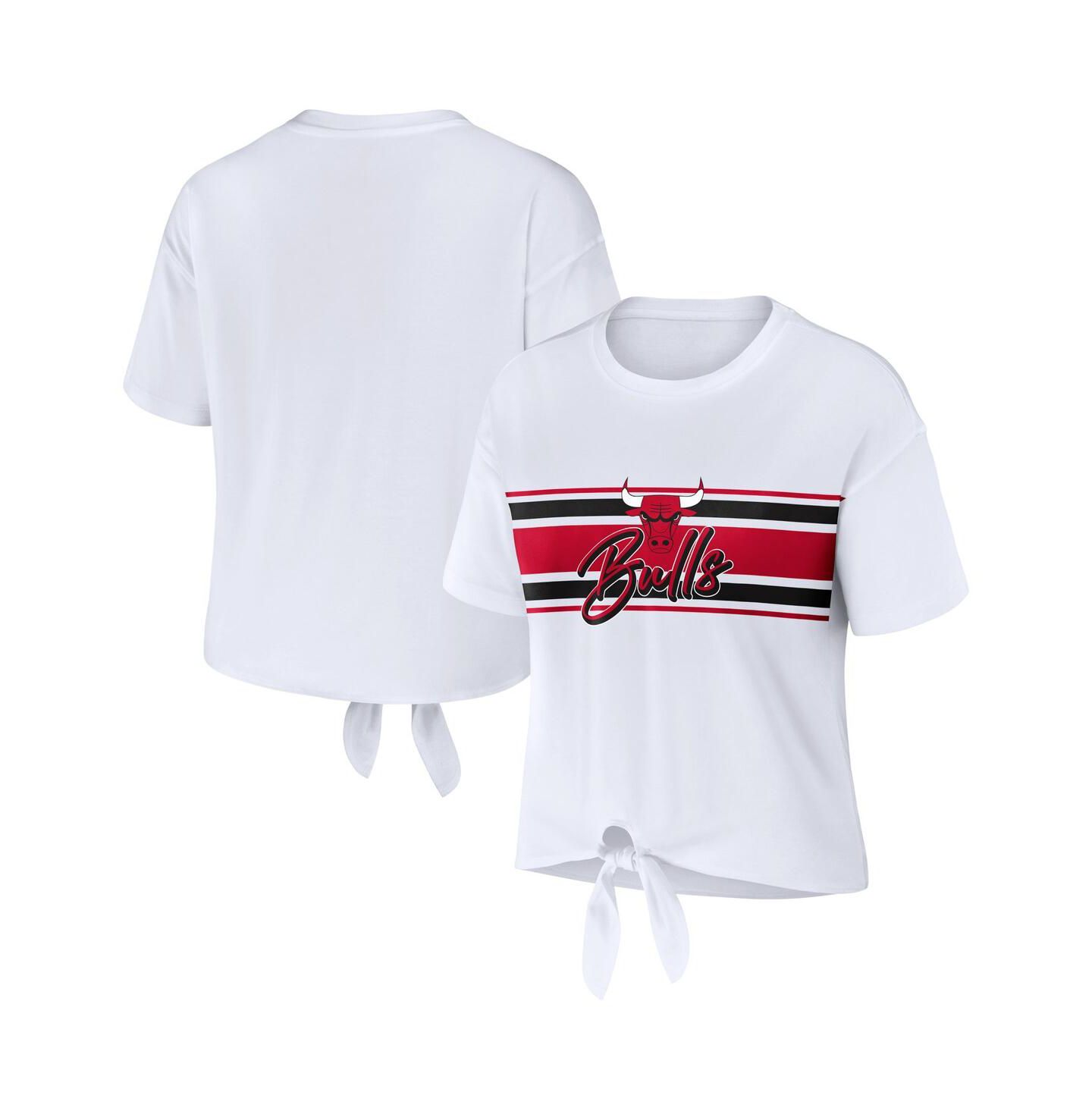 Женская футболка WEAR by Erin Andrews White Chicago Bulls Tie-Front — фото 1