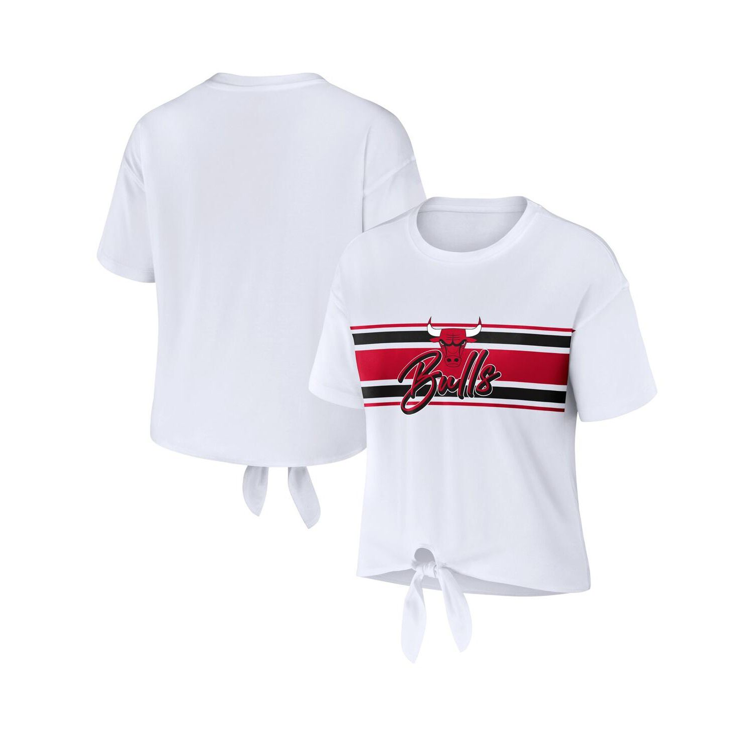 Women's White Chicago Bulls Tie-Front T-shirt