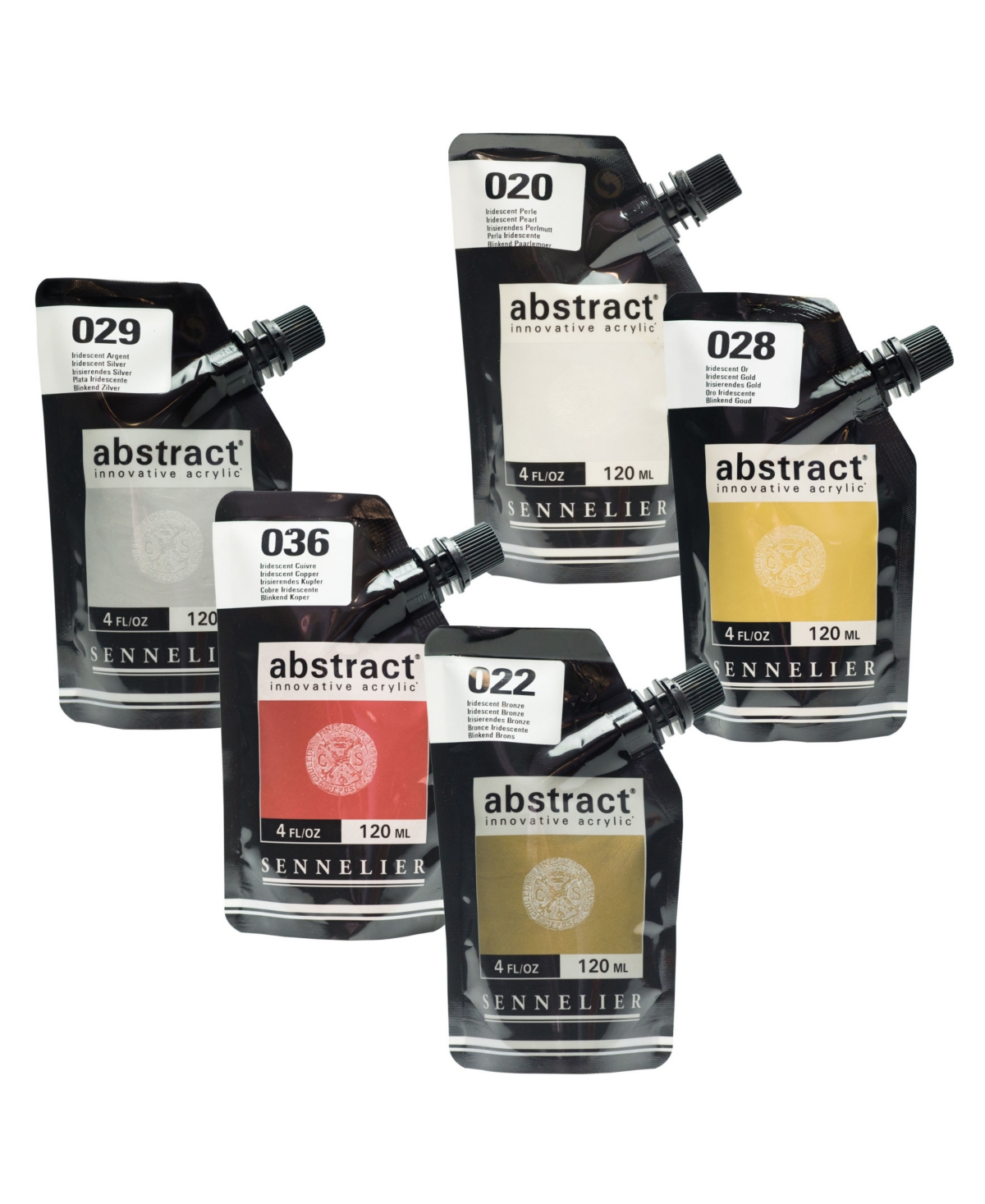 Sennelier Abstract Acrylic Paint Set, 120 Ml, Metallic, 5-colors