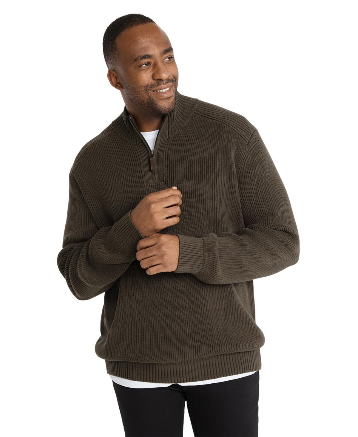 Mens Patrick Half Zip Sweater - Khaki