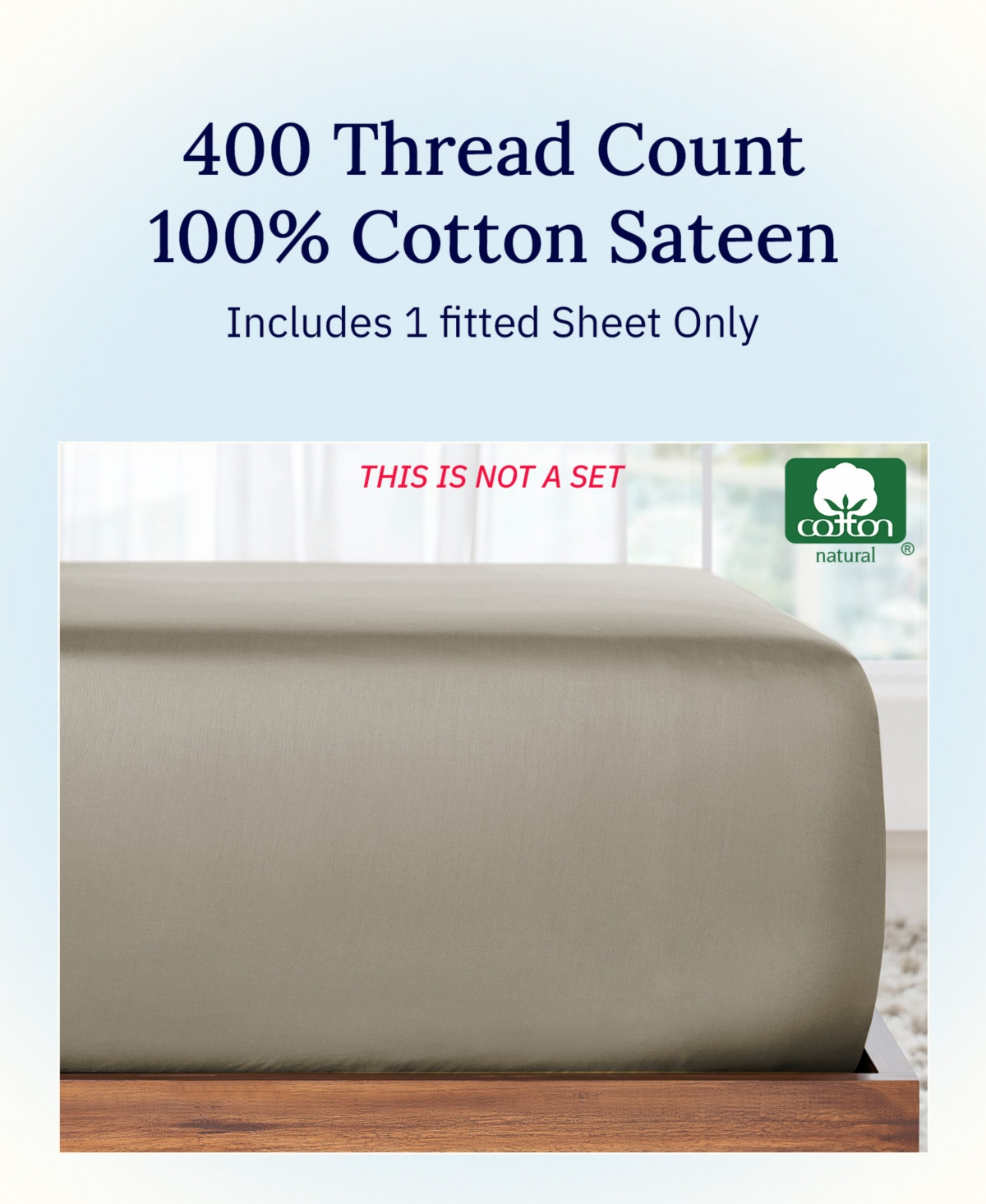 California Design Den Soft 400 Thread Count 100% Cotton Deep Pocket Fitted Sheet Only by