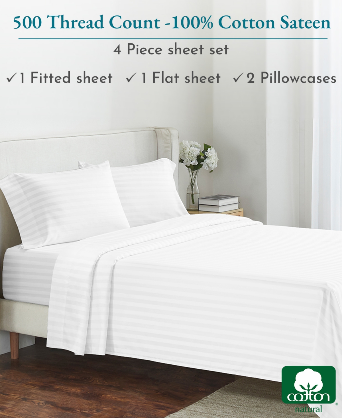 California Design Den Soft & Silky 500 Thread Count striped 100% Cotton Is Cool and Smooth, Pillow Cases by