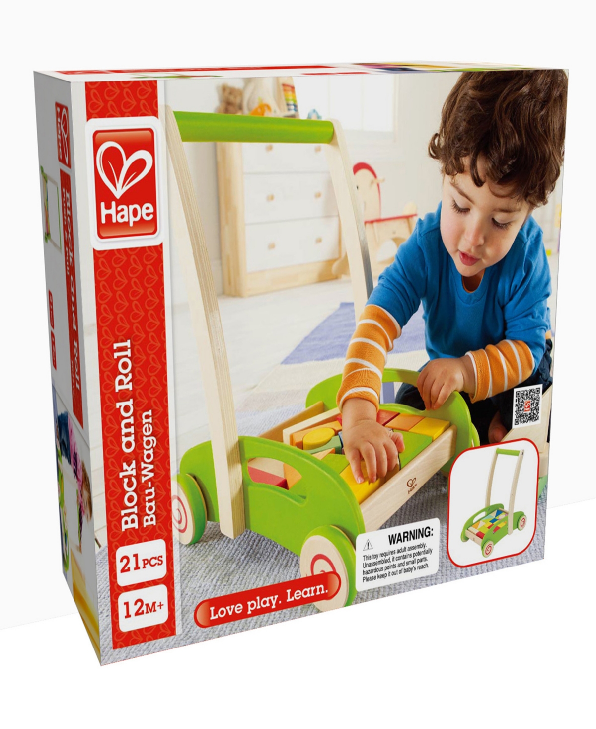 Shop Hape Block Greed Roll Cart Toddler Toy In Multi