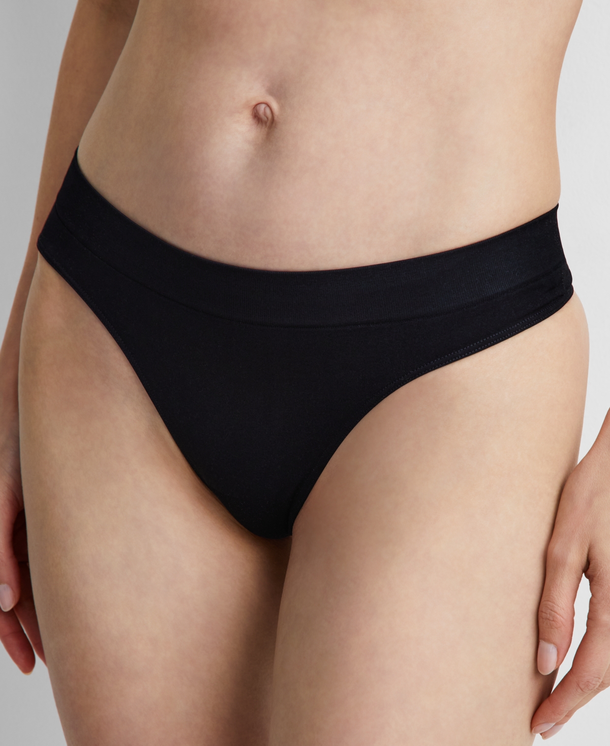 State Of Day Women's Seamless Thong Underwear, Created For Macy's In Deep Black