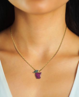 Ruby (1-1/2 ct. t.w.), Tsavorite (1/5 ct. t.w.) Pink Sapphire (1/5 ct. t.w.) Pendant in  14K Gold