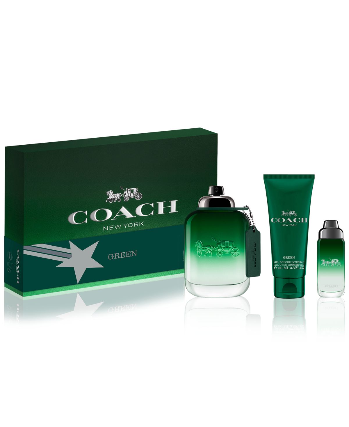 Мужской набор из 3 предметов Подарочный набор туалетной воды COACH Green