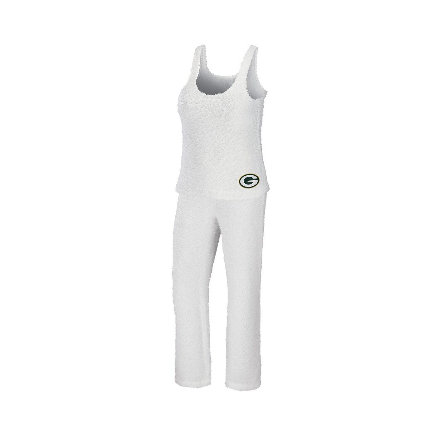 Women's Cream Green Bay Packers Plus Size Cozy Scoop Neck Tank Top and Pants Set
