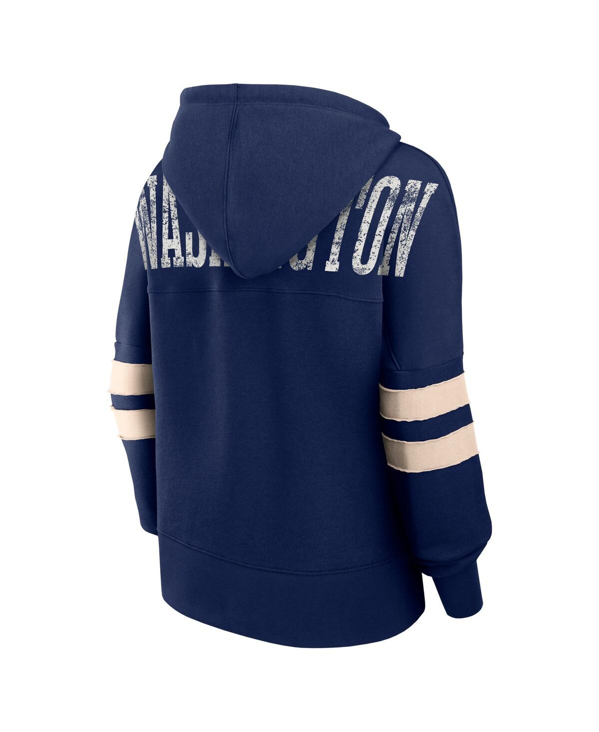 Women's FanaticsDistressed Washington Capitals Bold Move Dolman V-Neck Pullover Hoodie - Navy