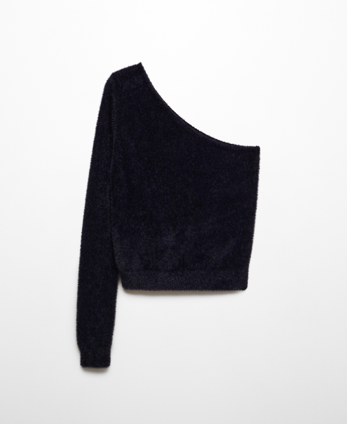 Mango Women's Faux Fur Off-shoulder Sweater In Black