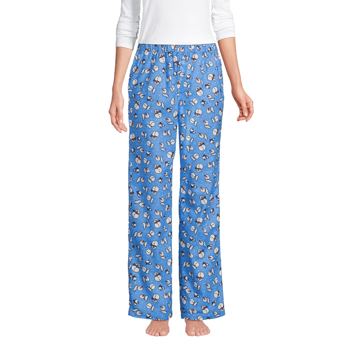 Women's Print Flannel Pajama Pants - Evening blue starry night cow