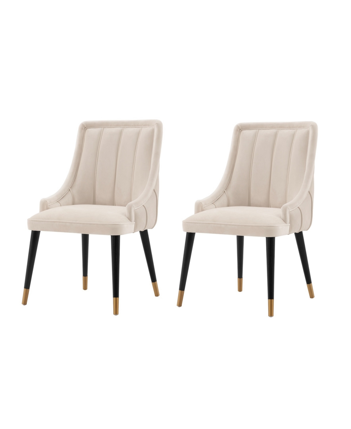Manhattan Comfort Eda 2-piece Velvet Upholstered Dining Chair Set In Cream