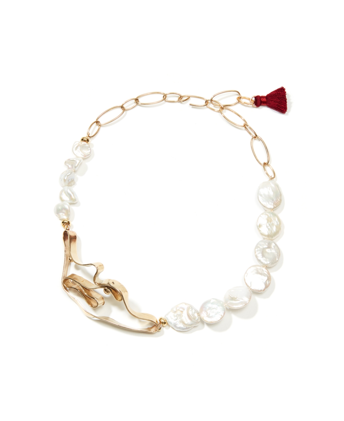 Pearl Winding Statement Necklace - Gold
