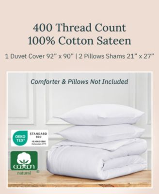Luxury 400-Thread Count Cotton Sateen 3-Pc. Duvet Cover Set, Queen