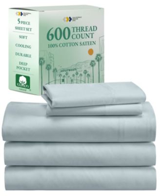 5-Star Sheet Set, 600 Thread Count Cotton Sateen, Soft & Crisp Bed Sheets - Split King size