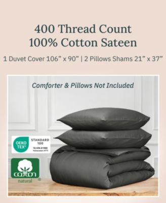 3-Piece Duvet Cover Set - 400 Thread Count 100% Cotton Sateen, Comforter Cover with 2 Pillow Shams by California Design Den
