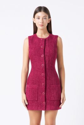 Women's Sleeveless Tweed Mini Dress