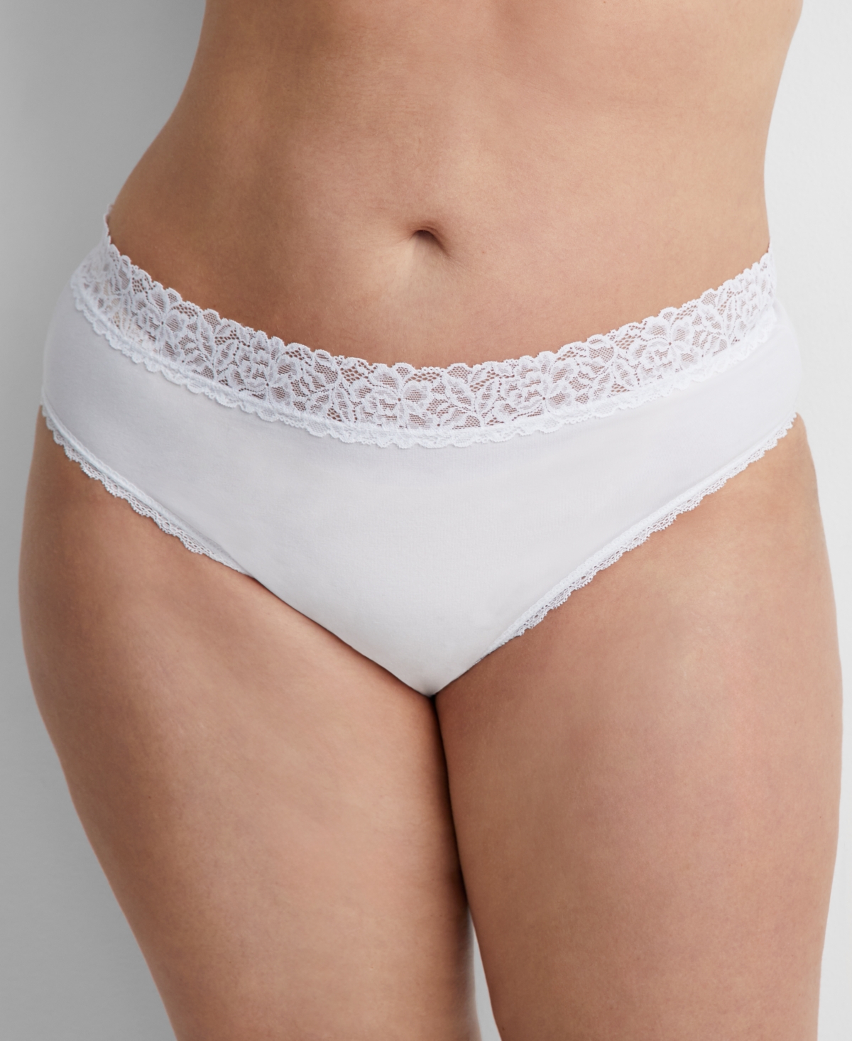 State Of Day Women's Cotton Blend Lace-trim Hipster Underwear, Created For Macy's In Bright White
