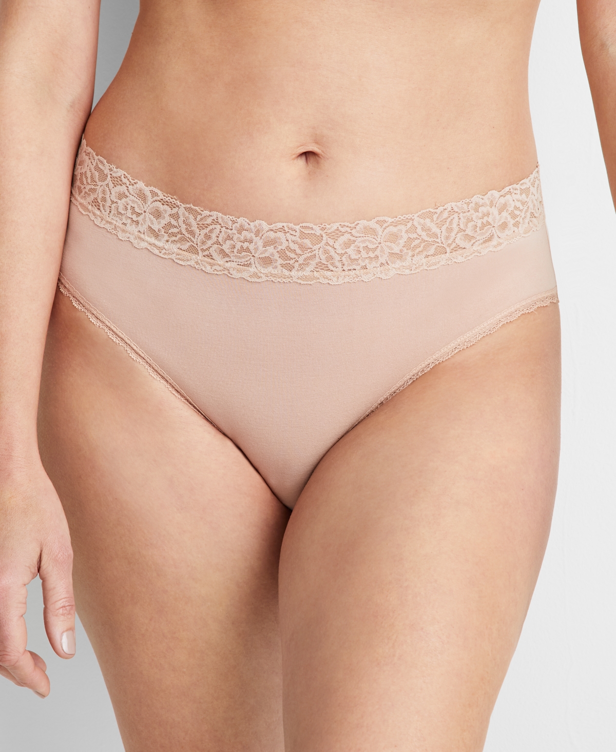 State Of Day Women's Cotton Blend Lace-trim Hipster Underwear, Created For Macy's In Nude Blush