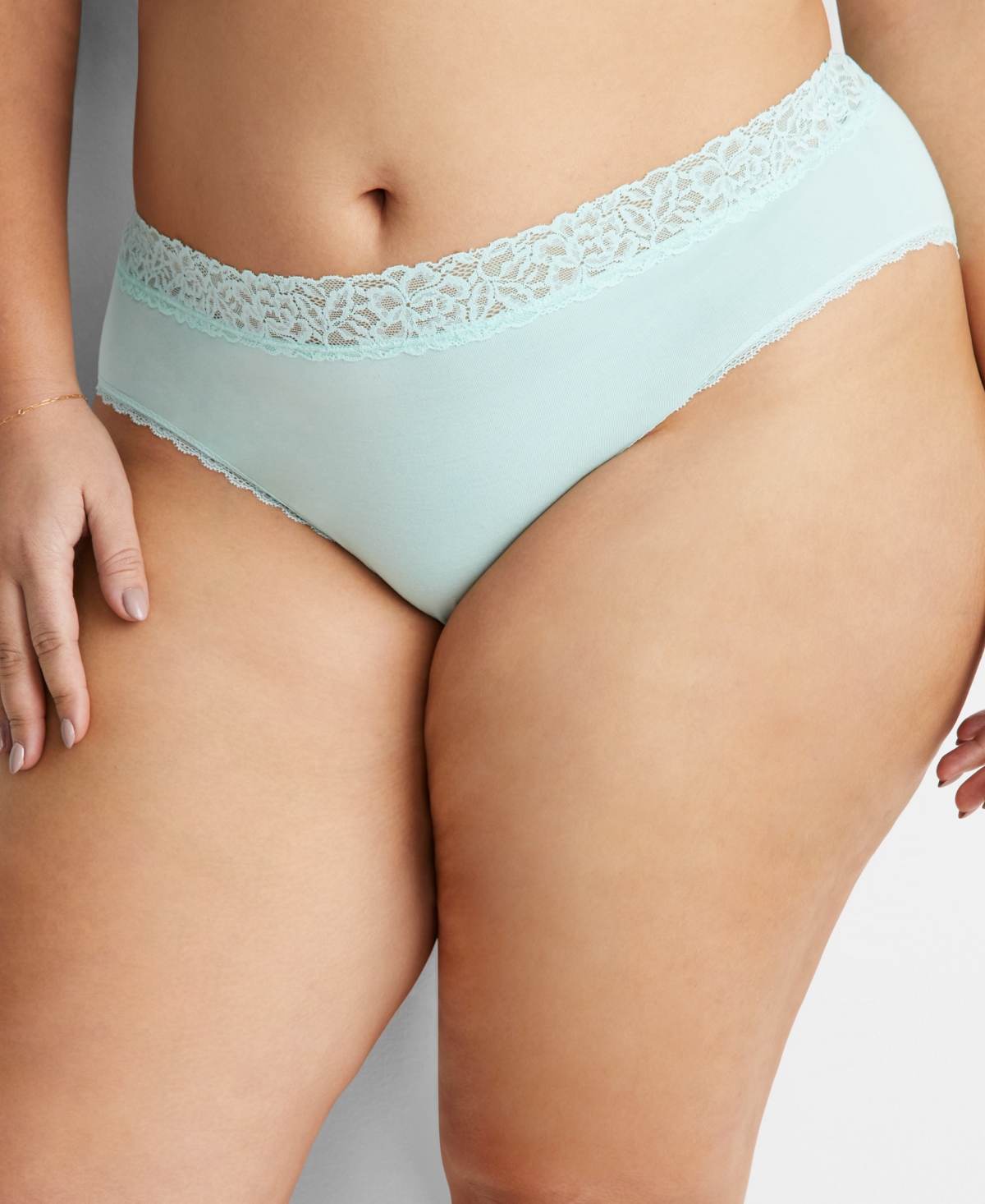 State Of Day Women's Cotton Blend Lace-trim Hipster Underwear, Created For Macy's In Tea Green