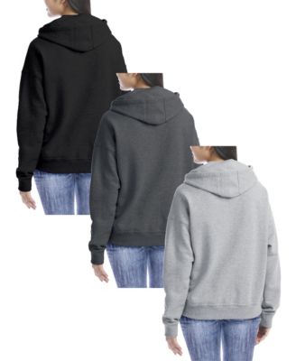 Women's Fleece-Lined Loose-Fit Full-Zip Sweater Hoodie Set, 3 Pack