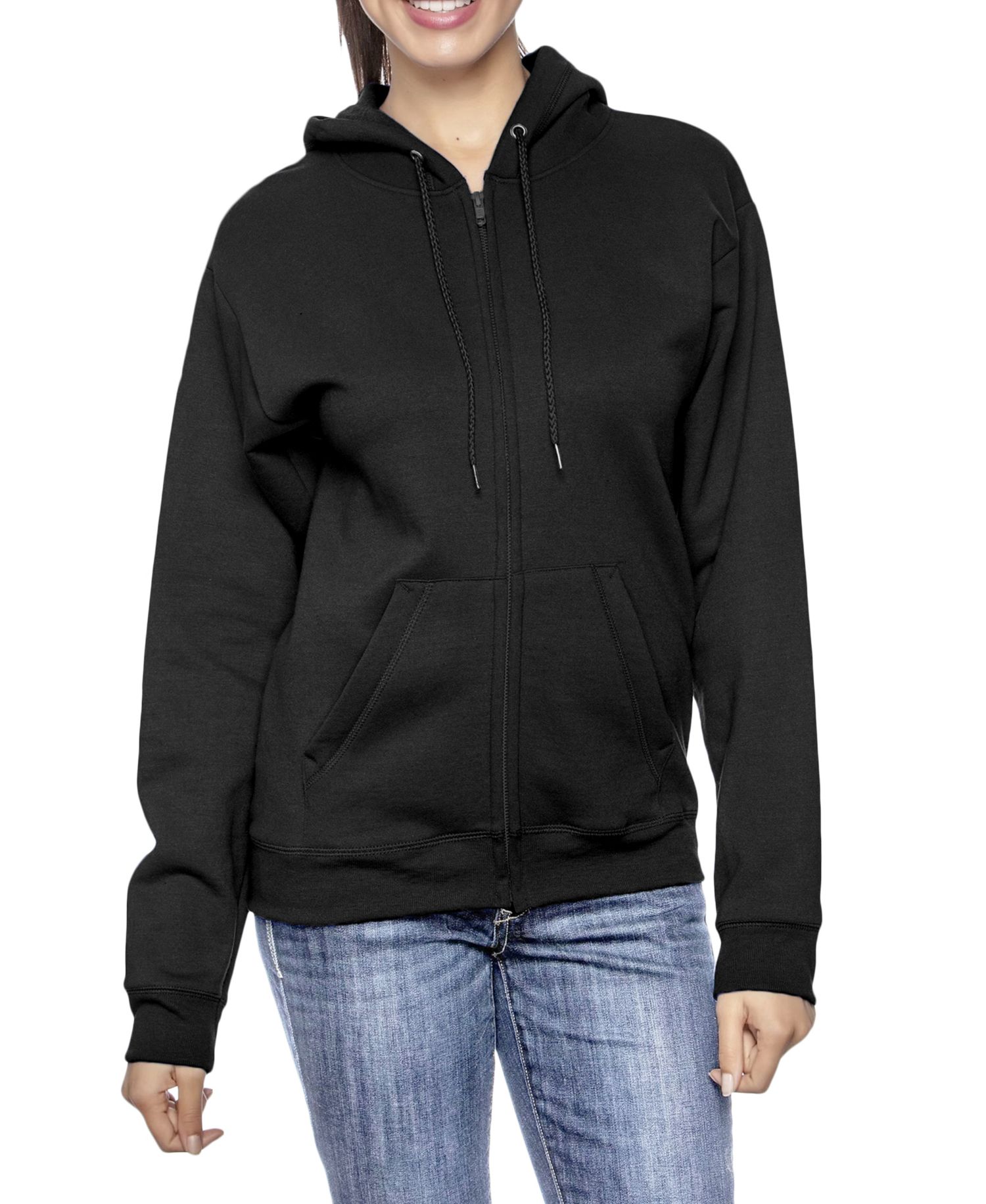 Women's Fleece-Lined Loose-Fit Full-Zip Sweater Hoodie