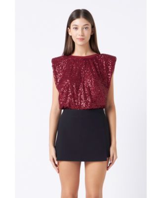 Women's Sequin Shoulder Pad Top
