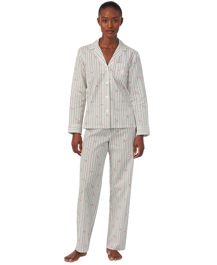 Lauren Ralph Lauren Women's Silk Notched-Collar Pajamas Set - Macy's