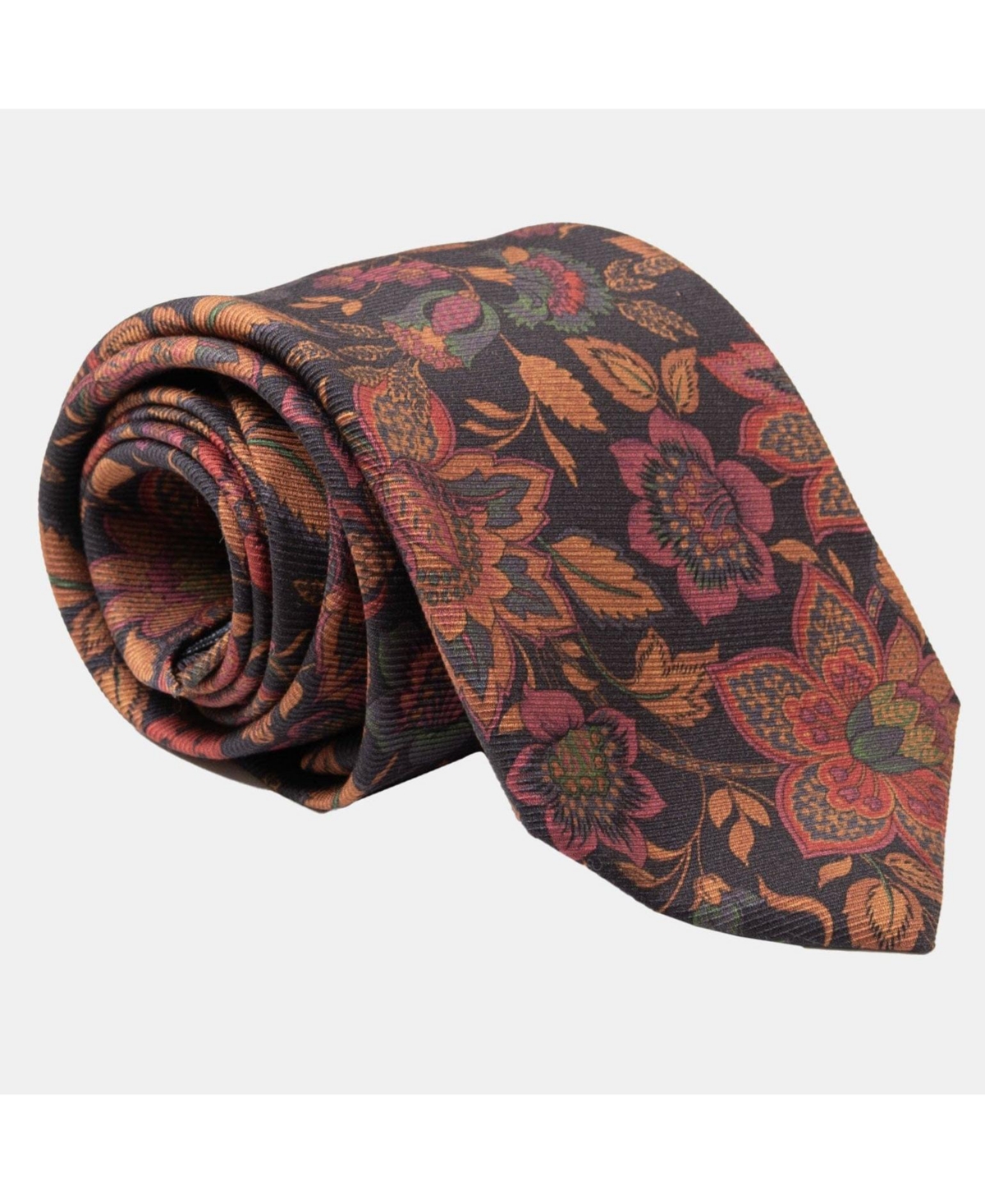 Calvino - Extra Long Printed Silk Tie for Men - Black
