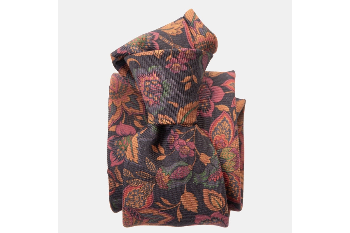 Calvino - Printed Silk Tie for Men - Black