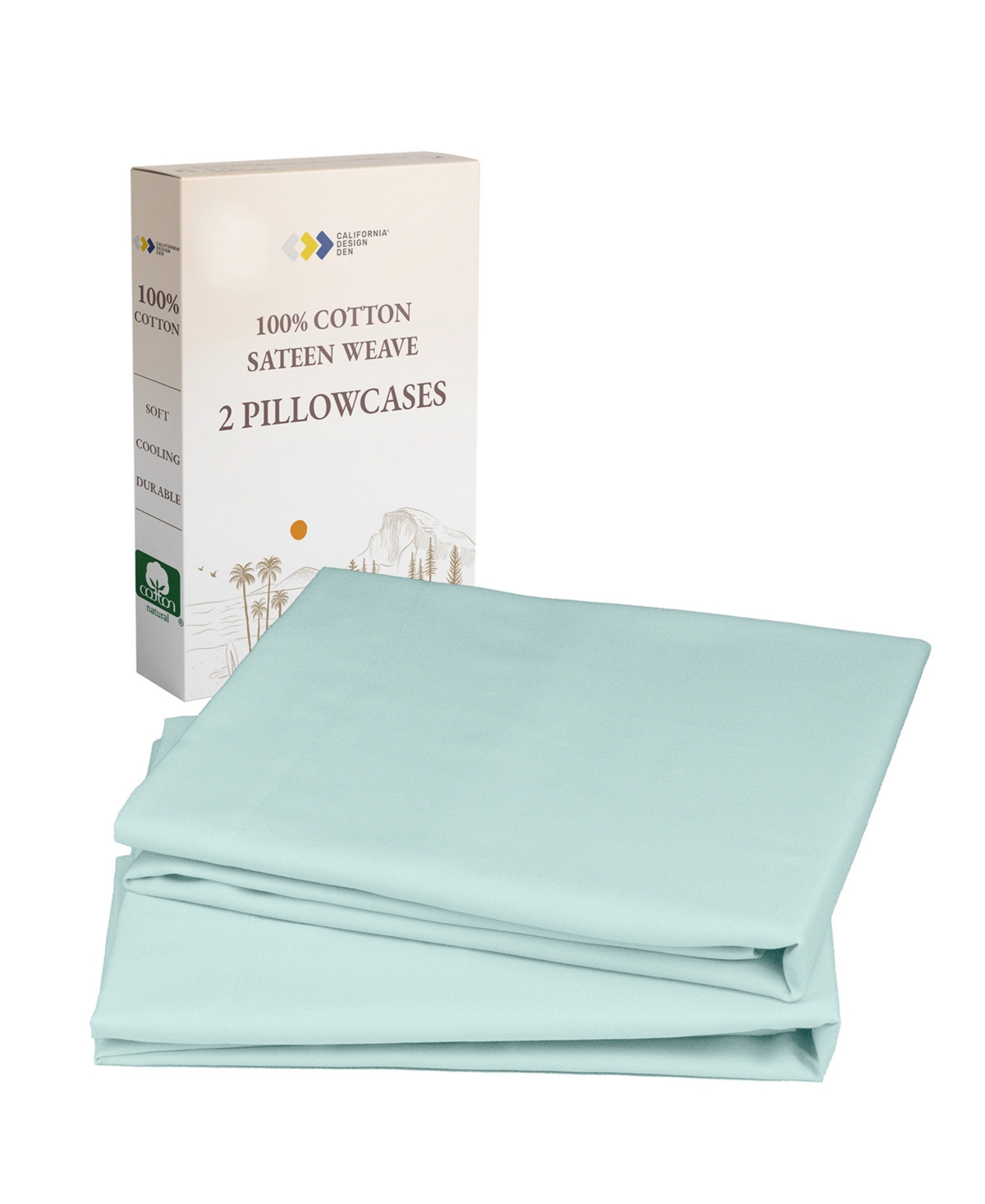 California Design Den Size Pillowcases - 100% Cotton, Set of 2 Soft & Cooling Sateen Weave Cases, Perfect Fit for and Standard Size Pillow