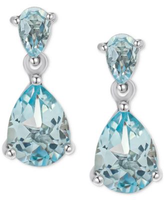 Macy's - Blue Topaz Double Pear Drop Earrings (1-3/8 ct. t.w.) in Sterling Silver