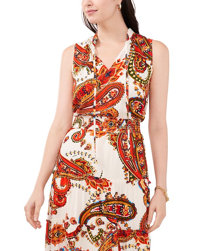 MSK Women's Paisley-Print Tiered Maxi Dress - Macy's