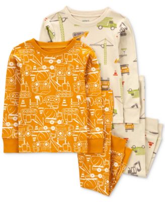 Carter's - Toddler Boys Construction-Print Cotton Pajamas, 4 Piece Set