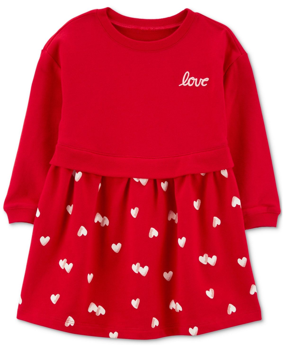Carter's Babies' Toddler Girls Love Hearts Layered-look Dress With Diaper Cover In Red