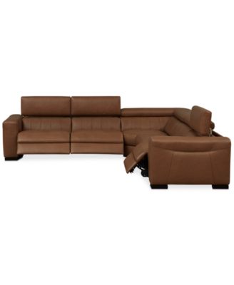 Rinan 125" 5-Pc. Leather Sectional with 3 Power Recliners, Created for Macy's