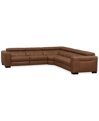 Rinan 125" 5-Pc. Leather Sectional with 3 Power Recliners, Created for Macy's