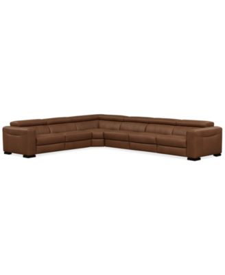 Rinan 158" 6-Pc. Leather Sectional with 3 Power Recliners, Created for Macy's
