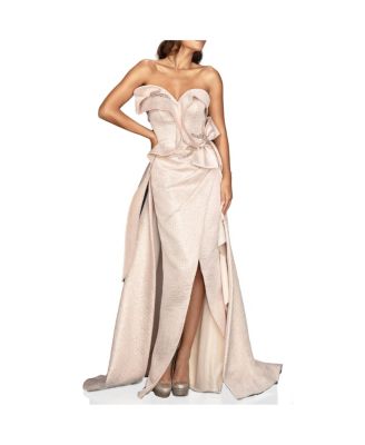 Terani Couture Structured Strapless Metallic Jacquard Gown - Macy's