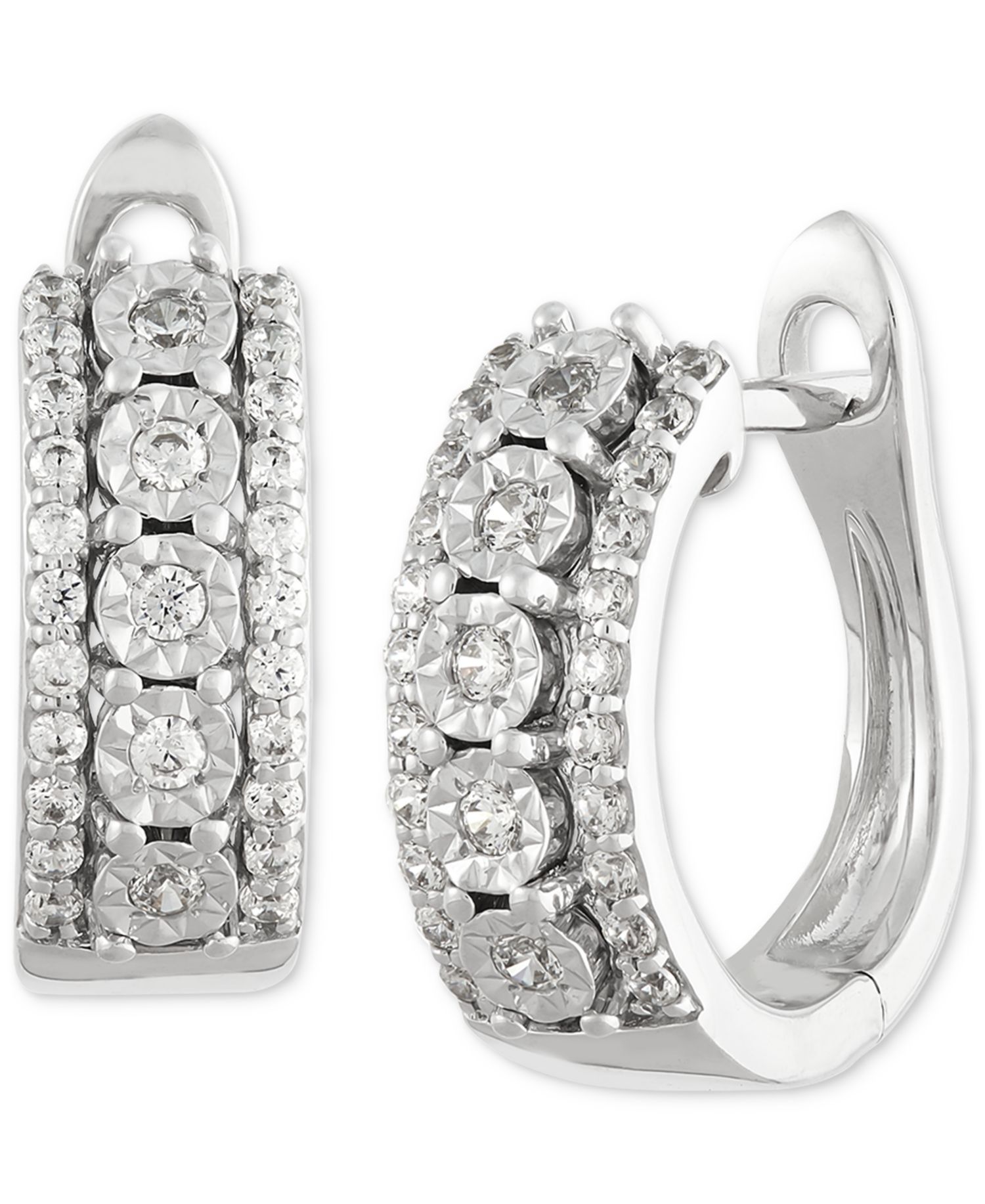 Lab Grown Diamond Huggie Hoop Earrings (1/3 ct. t.w.) in Sterling Silver, 0.56"